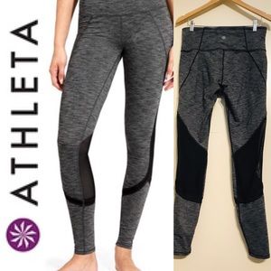 Athleta Full Length Gray Leggings with Mesh Medium